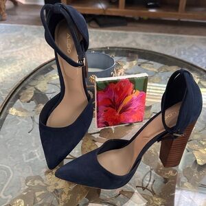 ALDO Dark Blue Block Heel Pumps
